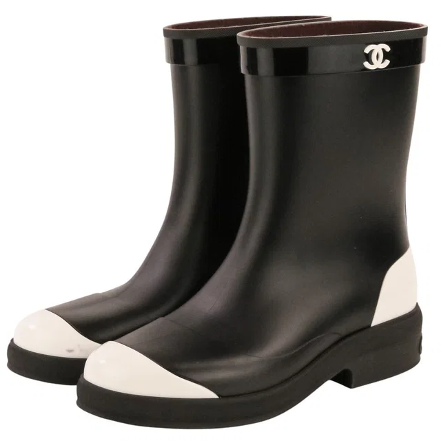 Chanel CC Logo Synthetic Boots from The Reluxe