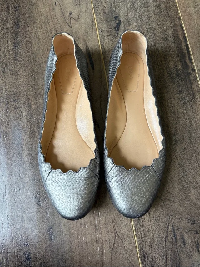 Chloé Scalloped Women's Ballet Flats - Silver in silver|gray from Poshmark