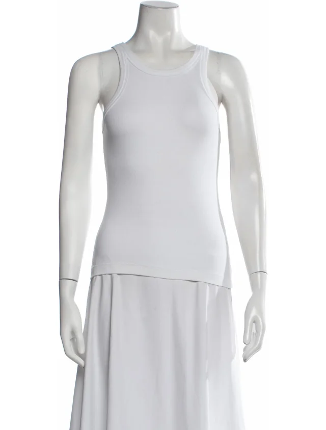 TOTEME Relaxed Sleeveless Mock Neck Top in white from The RealReal