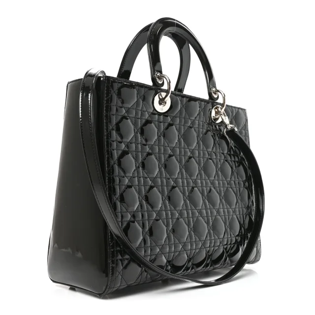 Patent Cannage Large Lady Dior Black in Black Patent leather from FASHIONPHILE, photo 3 of 10
