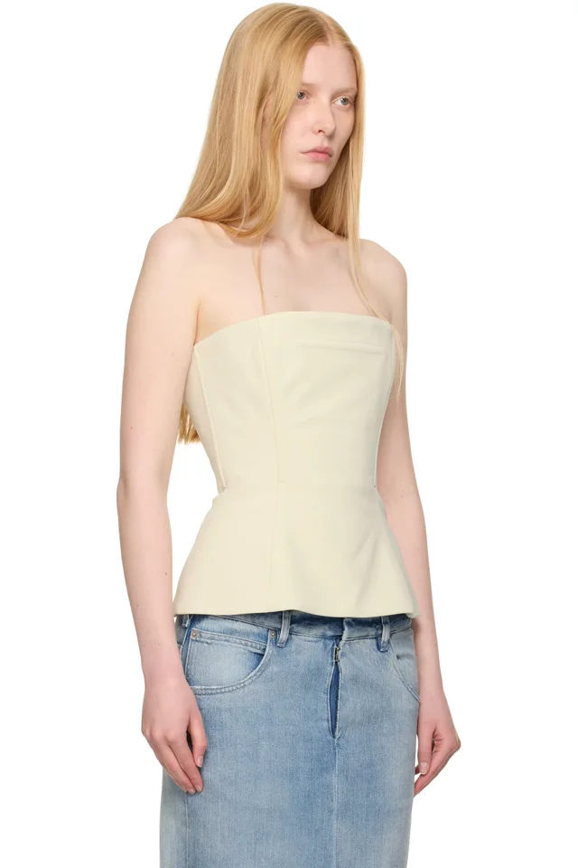 Jean Paul Gaultier SSENSE Exclusive Beige Topstitching Corset Top, photo 2 of 4 from SSENSE