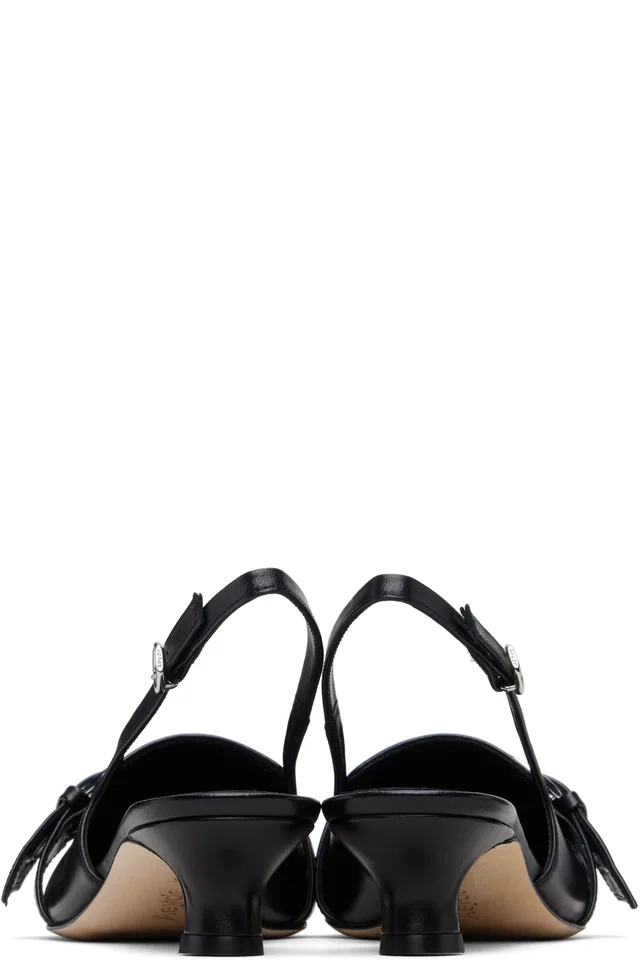 Aeyde Black Davina Eyelet Slingback Heels, photo 2 of 5 from SSENSE