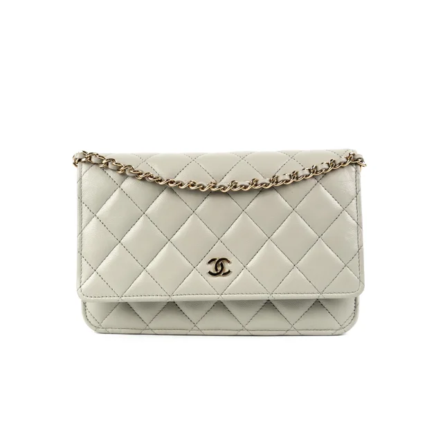 Chanel Wallet on Chain WOC Lambskin Grey (Microchipped) in Grey Lambskin from The Purse Affair
