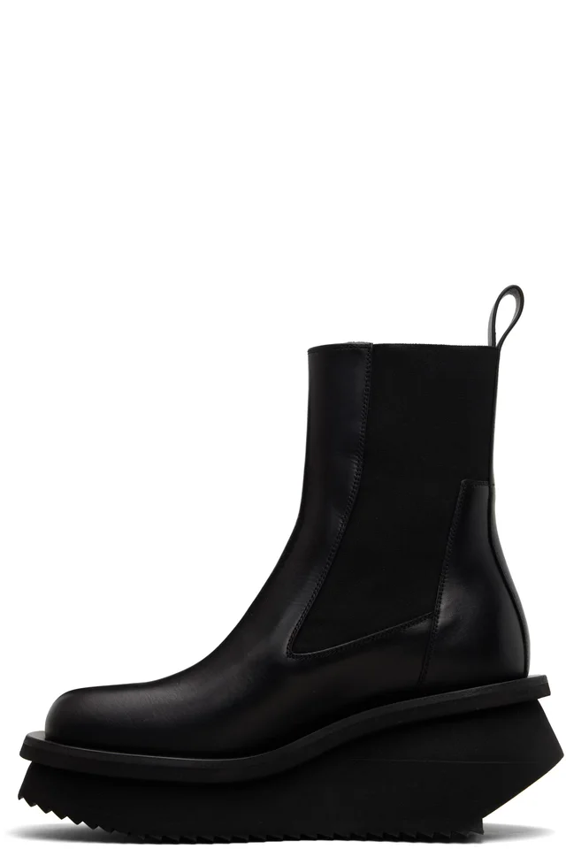 Rick Owens Black Temple Low Factory Beatle Chelsea Boots, photo 3 of 5 from SSENSE