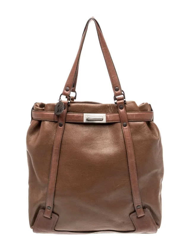 Lanvin Leather Tote in brown|red Leather from The RealReal