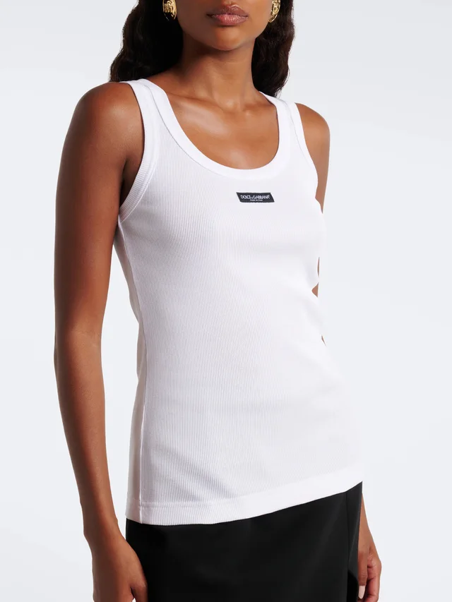 Dolce & Gabbana Logo Patch Jersey Tank Top, photo 4 of 7 from SENSER