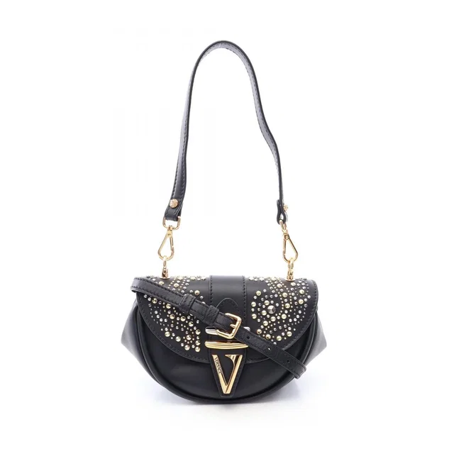 Versace Shoulder Bag Virtus Small 2-Way Black Multi Leather in Black Leather from The Reluxe