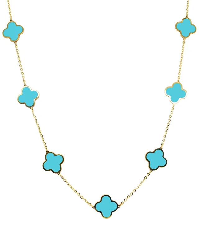 14K Italian Gold Turquoise Big Clover Necklace, image 1 of 1 from Rue La La