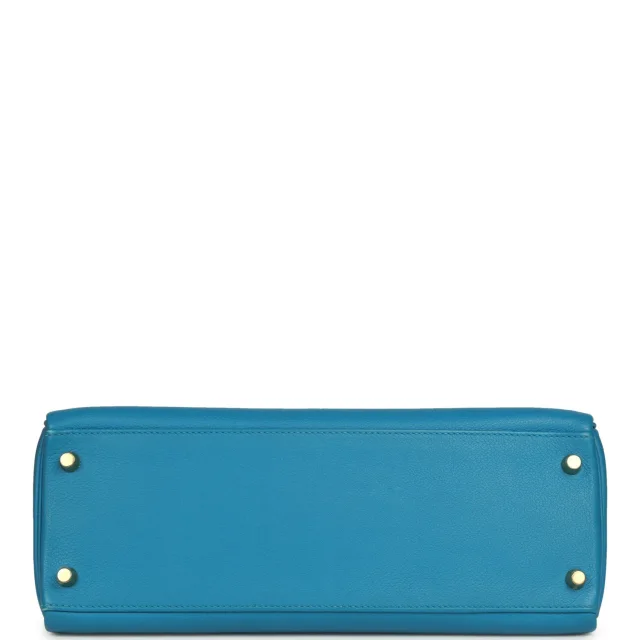 Hermès Kelly Retourne 32 Bleu Zanzibar Evercolor Gold Hardware in Blue Goatskin from Madison Avenue Couture, photo 6 of 9