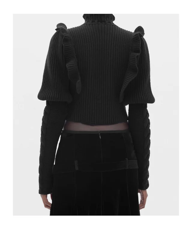 Ann Demeulemeester ruffled-detail cable-knit sweater, photo 4 of 5 from SENSER