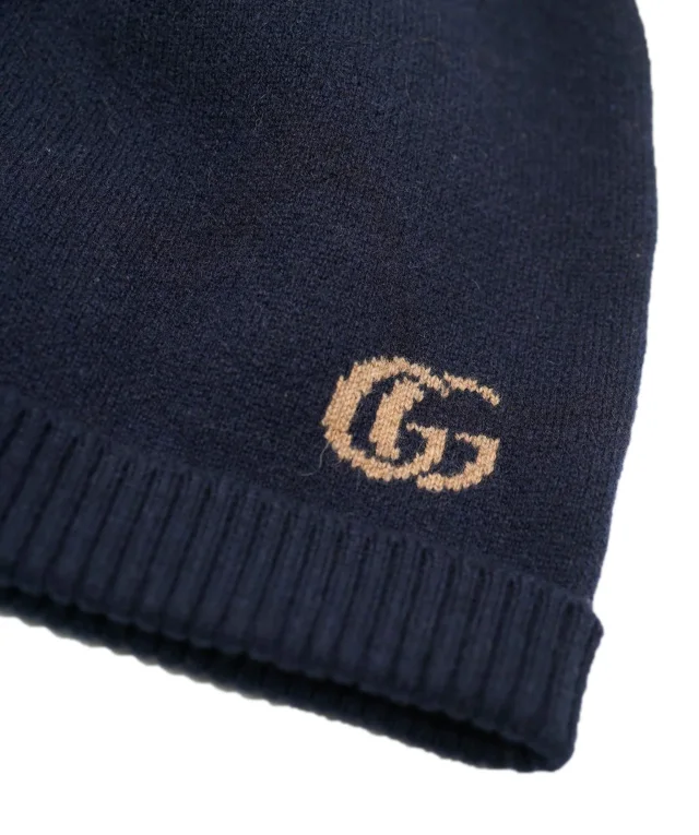 Gucci Beanie Hat Navy Blue Size M in Navy Cashmere from Luxury Promise, photo 2 of 3