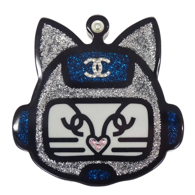 Chanel Cat Brooch Pin Glitter Black 17S in Black from AMORE Vintage Tokyo