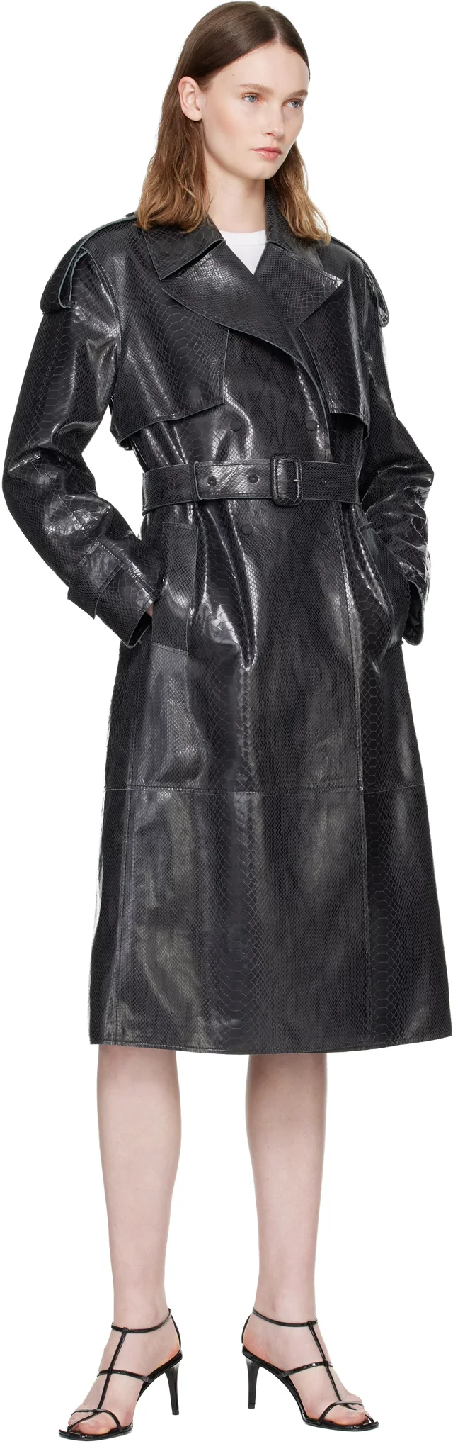MACKAGE Black CARMELA-SNK Snake Pattern Leather Coat, photo 7 of 7 from SSENSE