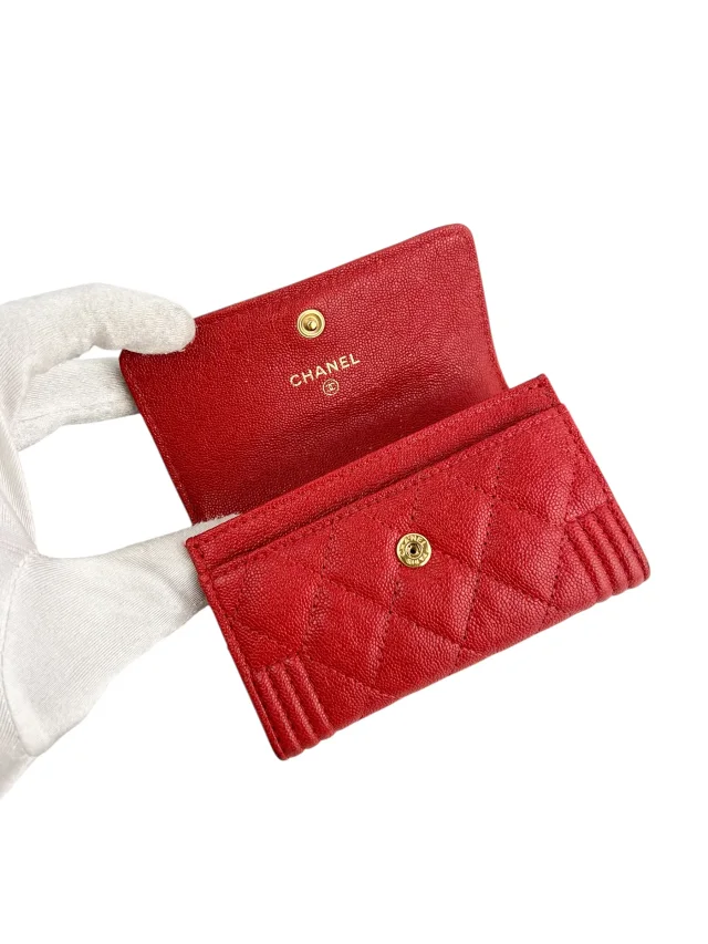 Chanel Boy Flap Card Holder Wallet in Red from Season 2 Consign, photo 3 of 3