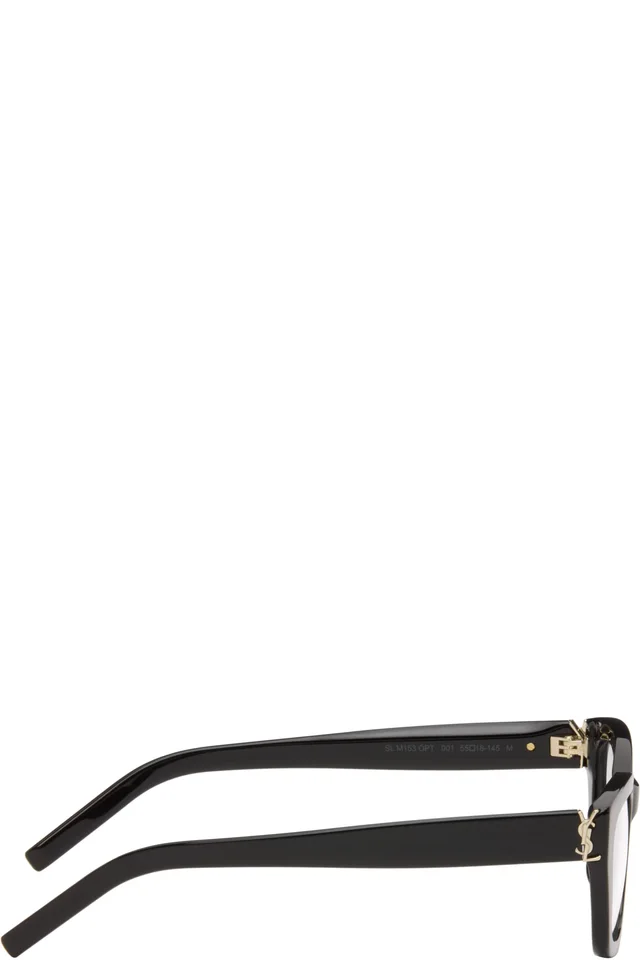 Saint Laurent Black SL M153 Medium Monogram Hinge Glasses, photo 2 of 4 from SSENSE