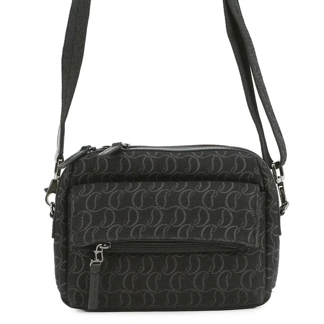 Christian Louboutin Shoulder Bag Zip Flap Canvas Black in black Canvas from Poshmark