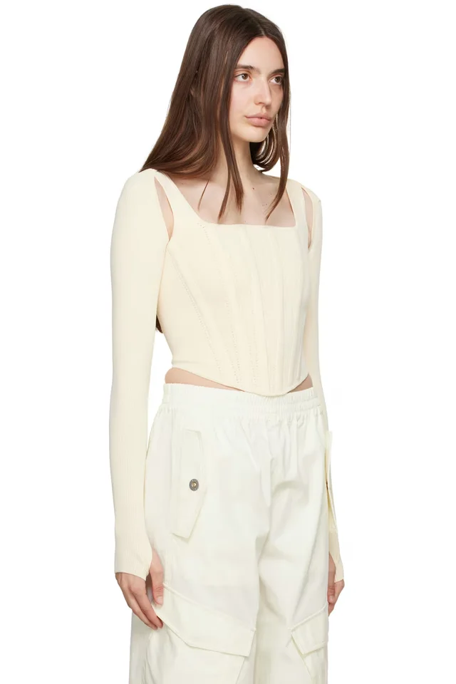 Dion Lee Beige Pointelle Tank Top, photo 2 of 3 from SSENSE