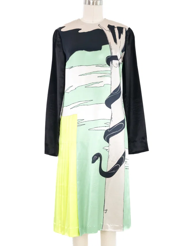 Miu Miu 2011 Miu Satin Colorblock Snake Dress in Satin from Arcade Vintage