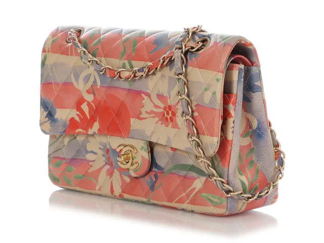 Chanel Medium/Large Watercolor Quilted Lambskin Classic Double Flap in Lambskin from Ann's Fabulous Finds, photo 3 of 9