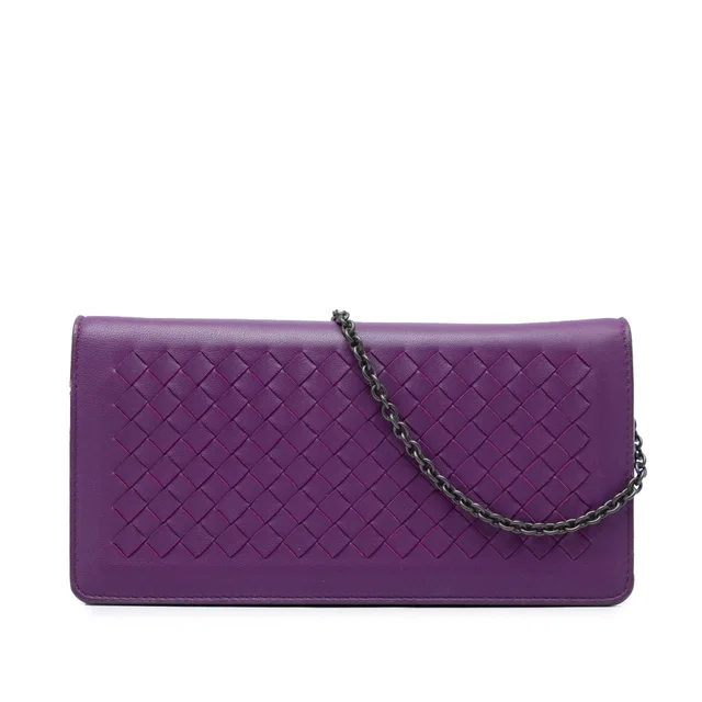 Purple Bottega Veneta Nappa Intrecciato Continental Wallet on Chain Crossbody Bag in Purple Nappa leather from Designer Revival, photo 1 of 1