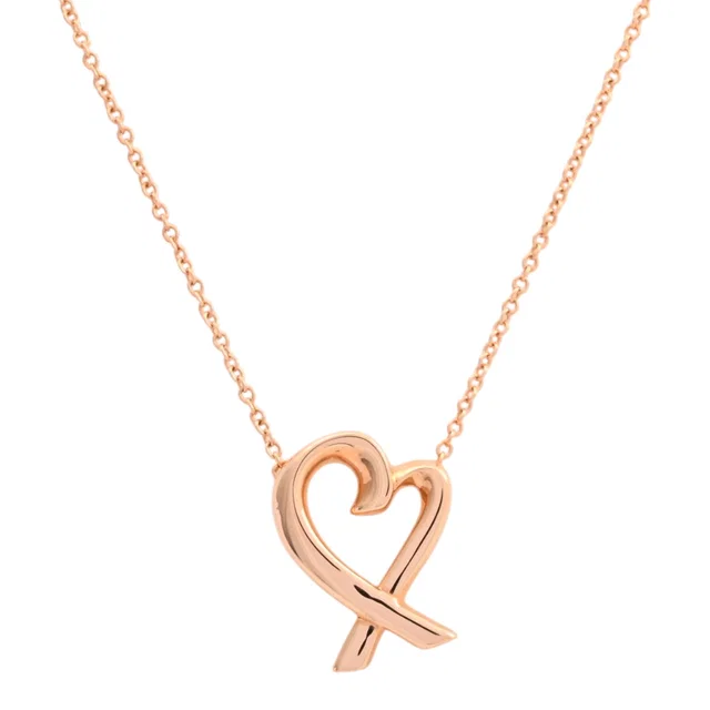 Tiffany & Co. 18K Loving Heart Necklace Pink Gold in Pink from VINTAGE QOO TOKYO