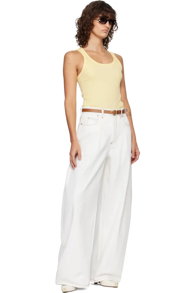 JACQUEMUS Yellow 'The Rond Carré' Tank Top, photo 5 of 5 from SSENSE