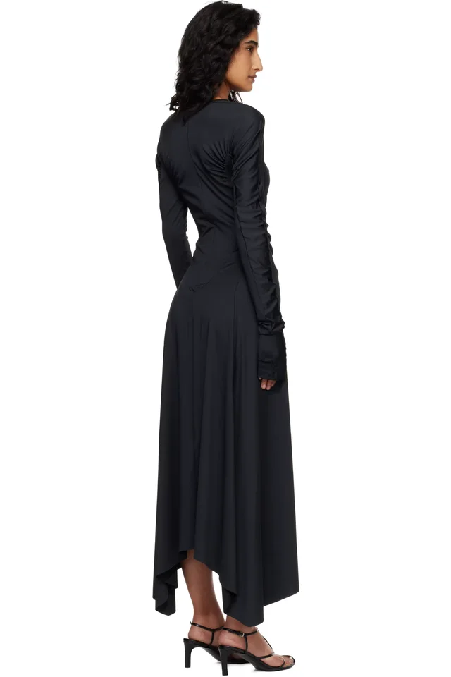 Victoria Beckham Black Long Sleeve Midi Dress, photo 3 of 4 from SSENSE