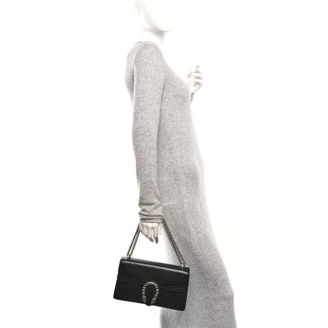 Gucci Pebbled Calfskin Small Dionysus Shoulder Bag Black in Black Calfskin from FASHIONPHILE, photo 2 of 10