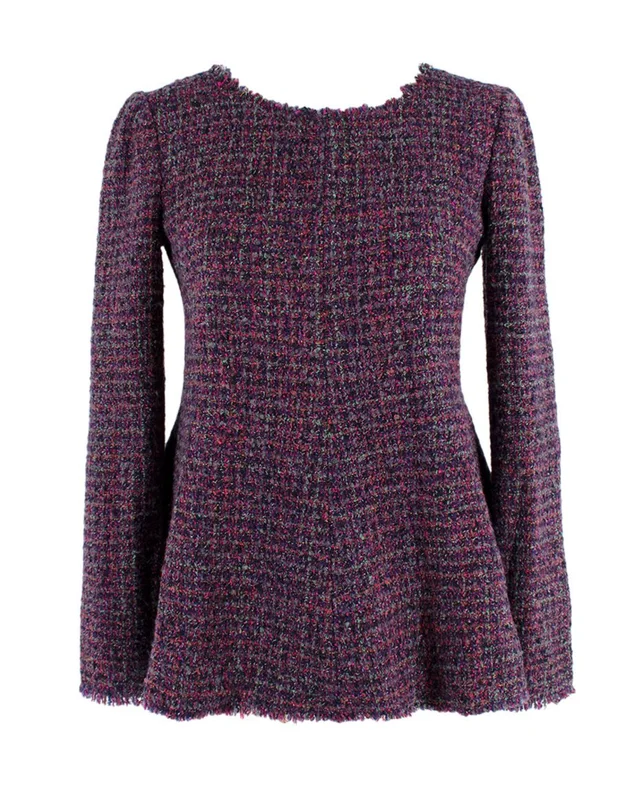 Chanel Purple Tweed Long Sleeve Peplum Top in Purple Tweed from HEWI, photo 2 of 2