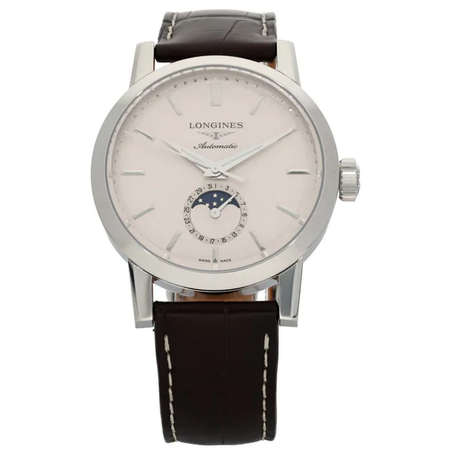 Longines Heritage 1832 Moonphase L4.826.4 40mm Stainless Steel Watch in Leather from H&T