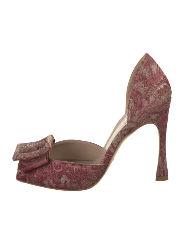 Dior Printed Bow Accents D'Orsay Pumps in Multicolor Leather from The RealReal