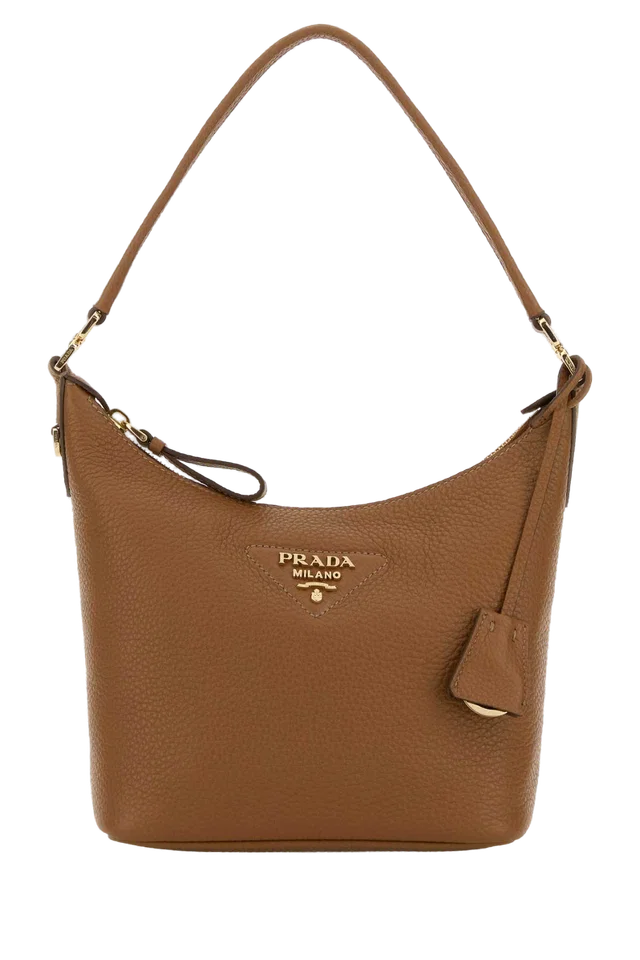 Prada Pebbled Deer Leather Shoulder Bag — Brown in Brown Leather from HEWI