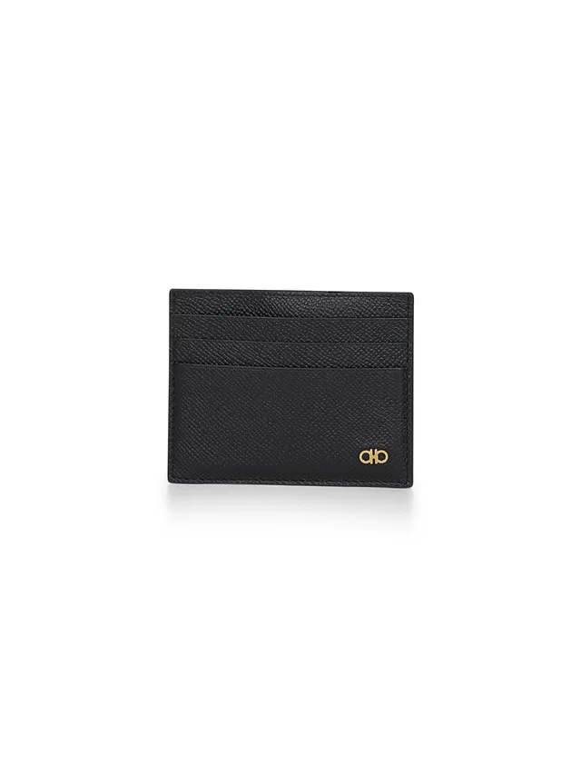 Ferragamo Gancini Card Case — Black Calf Leather Wallets & Cardholders in Black Calfskin from HEWI
