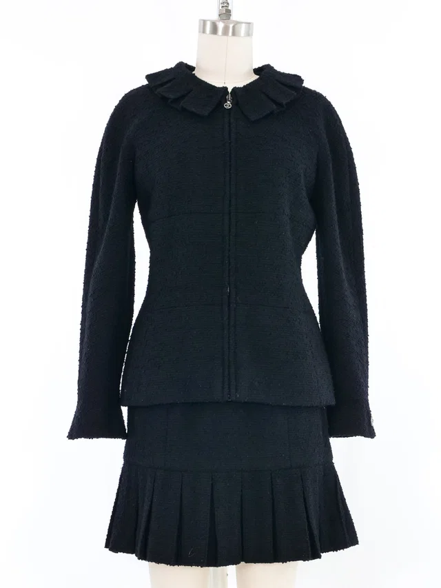 1997 Chanel Black Tweed Skirt Suit in Black Tweed from Arcade Vintage