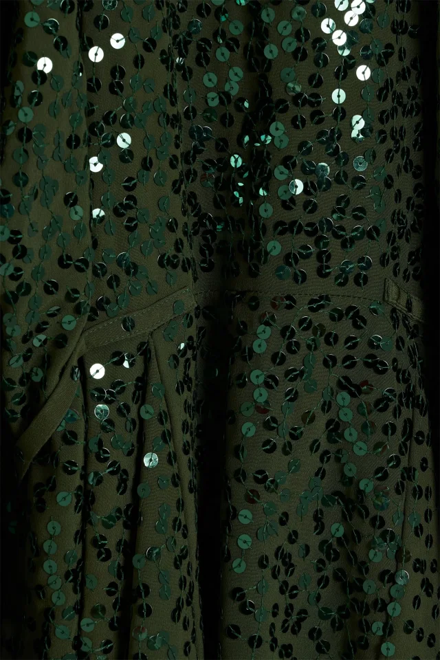 Valentino Garavani Sequin-Embellished Silk-Crepe Mini Dress in Forest green, photo 4 of 4 from THE OUTNET