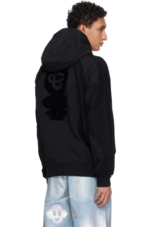 Casablanca Black Squash Logo Flock Print Hoodie, photo 3 of 4 from SSENSE