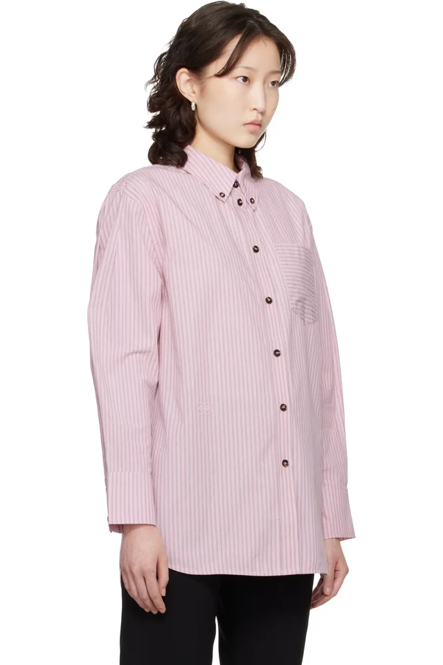 GANNI Pink Stripe Shirt, photo 2 of 2 from SSENSE