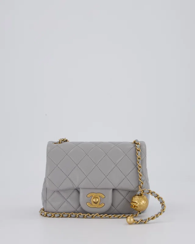 Chanel Coco Crush Mini Square Flap Bag in Grey Lambskin from Sellier