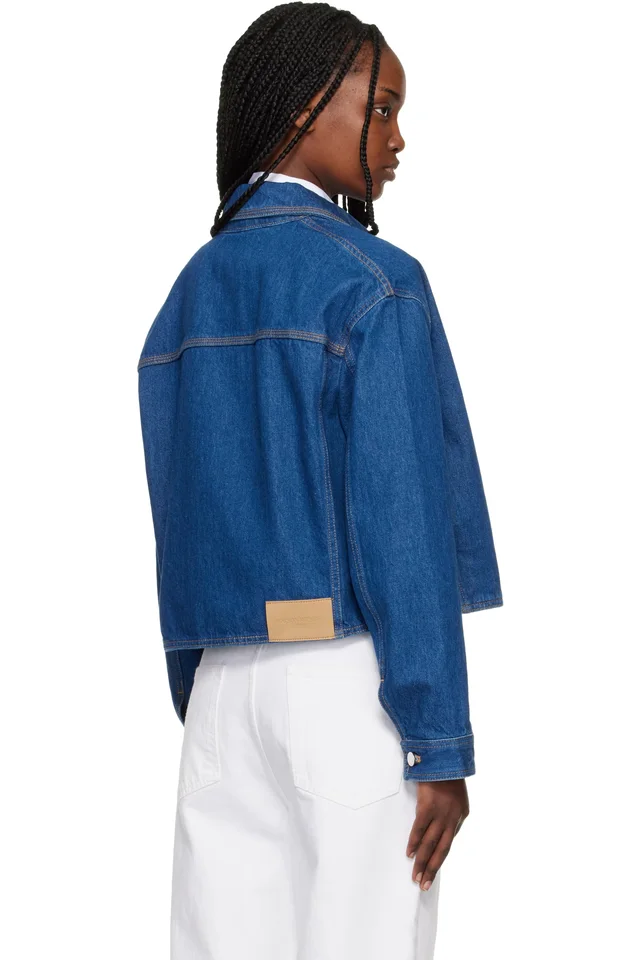 Maison Kitsuné Blue Cropped Denim Jacket, photo 3 of 4 from SSENSE