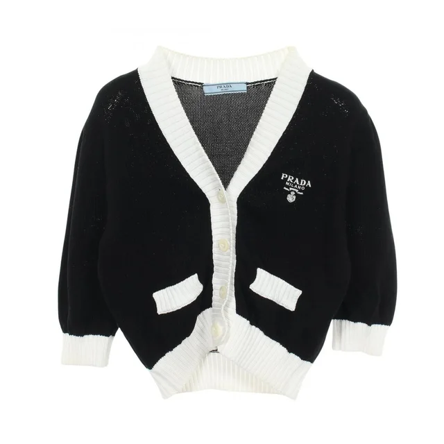 Prada Cardigan Logo Embroidery Cropped Cotton from The Reluxe