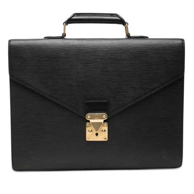Black Louis Vuitton Epi Serviette Conseiller Business Bag in Black Leather from Designer Revival
