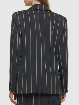Alessandra Rich Short double-breasted striped jacket in 80% Virgin Wool, 20% Polyamide, photo 3 of 5 from LUISAVIAROMA