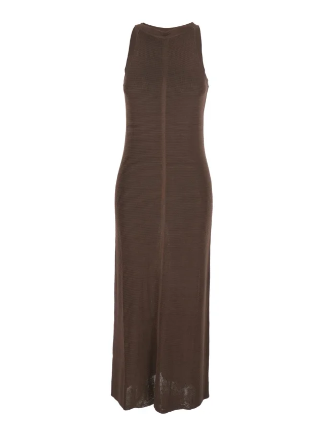 'Pablo' Brown Long Dress with Bodycon Design in Viscose for Women in Brown, image 1 of 1 from Gaudenzi Boutique