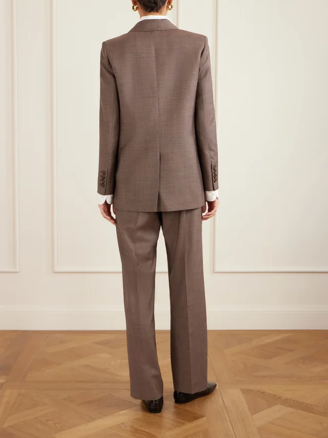 BLAZÉ MILANO Aile Everyday double-breasted wool and mohair-blend blazer in brown 88% Virgin Wool 12% Mohair, photo 3 of 4 from NET-A-PORTER (Canada)