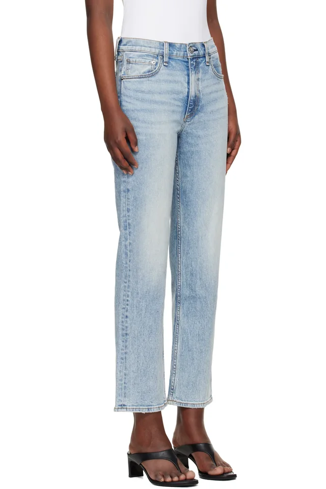 rag & bone Blue Harlow Ankle Straight Jeans, photo 2 of 4 from SSENSE