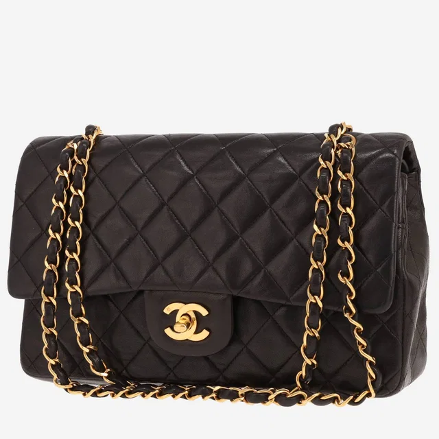 Chanel Timeless Classic handbag in black quilted leather in Black Leather from Collector Square
