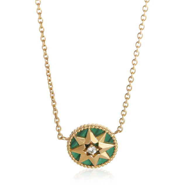 Dior Yellow Gold Malachite And Diamond Rose Des Vents Necklace 18k in Pink from HEWI