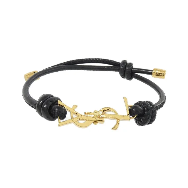 Saint Laurent 861459 AAF9R Bracelet in 1000/BLACK / GOLD metal fittings leather from KOMEHYO
