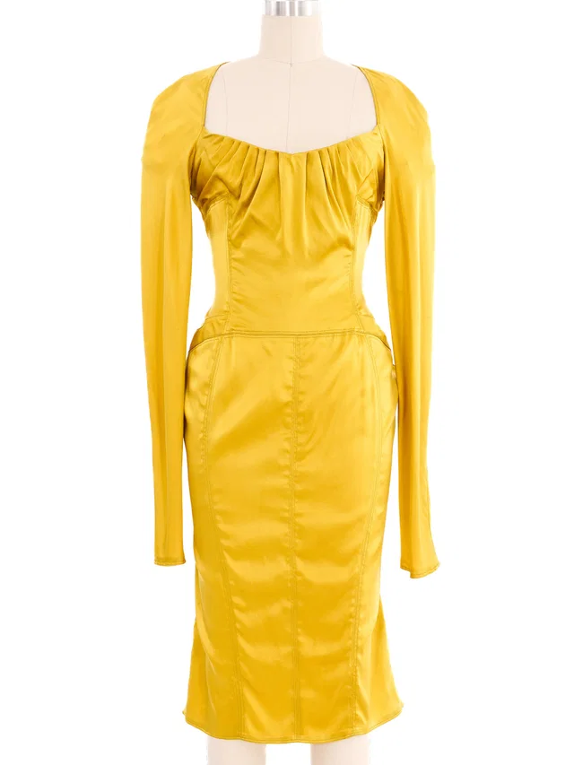 2003 Gucci Chartreuse Silk Dress in Silk from Arcade Vintage