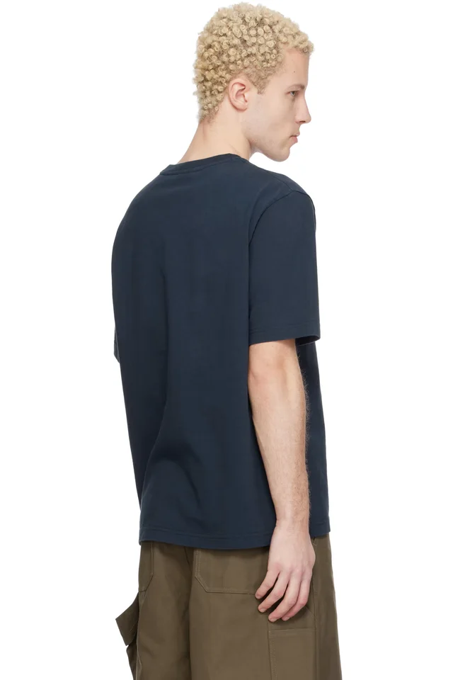 Navy 'Maison Kitsuné' Handwriting Comfort T-shirt, photo 3 of 4 from SSENSE